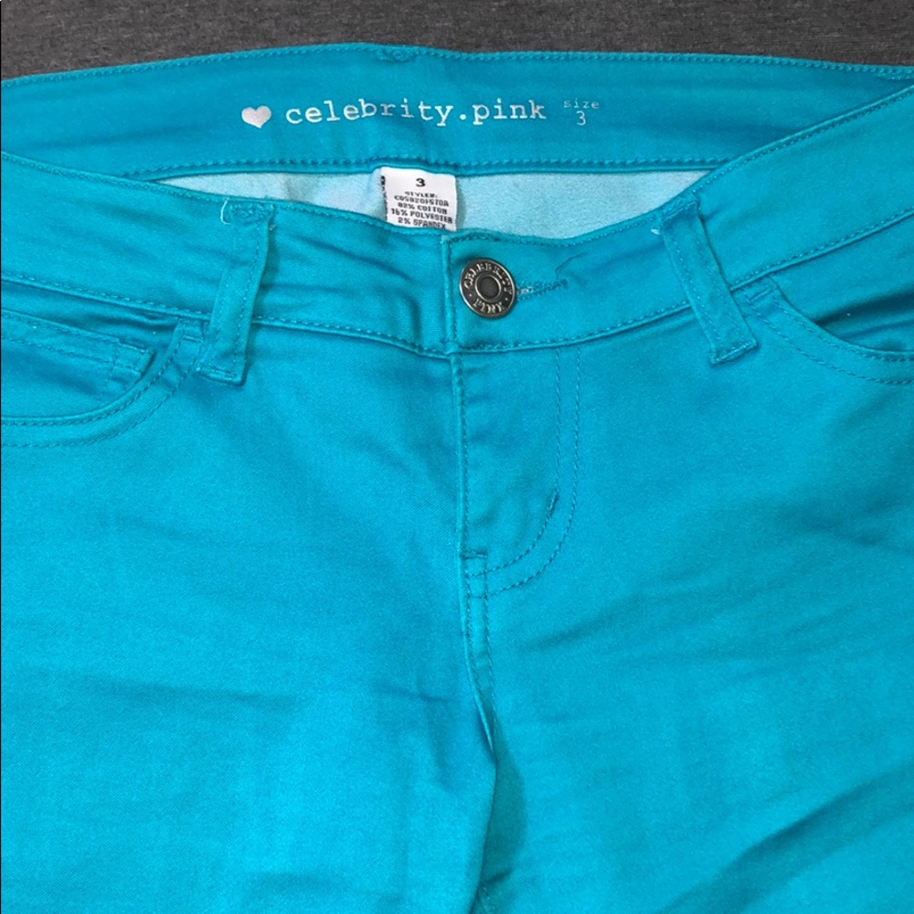 Celebrity pink turquoise pants